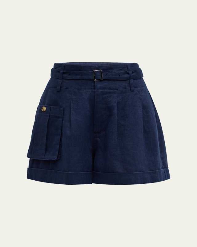 Heavyweight Linen High-Waisted Shorts